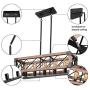 Pynsseu Rectangle Wood Metal Vintage Pendant Light, Industrial Kitchen Island Hanging Pendant Lighting with 5 Lamp Socket, Rustic Farmhouse Pendant Lamp.