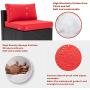 Walsunny 7pcs Patio Outdoor Furniture Sets,Low Back All-Weather Rattan Sectional Sofa with Tea Table&Washable Couch Cushions&Ottoman (Black Rattan)(Red)