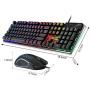 Gaming Keyboard and Mouse Combo, K1 LED Rainbow Backlit Keyboard with 104 Key Computer PC Gaming Keyboard for PC/Laptop