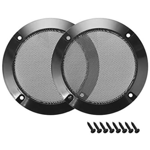 uxcell 2pcs 4'' Speaker Grill Mesh Decorative Circle Woofer Guard Protector Cover Audio Parts Black