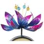 Exhart Solar Spinning Purple Lotus Flowers w/Solar Powered Thermometer LED Lights Garden Stake - Flower Stake Decorative Yard Décor – Durable, Metal & Plastic Stake for Outdoor Décor, 8.5”x8.5”x38”