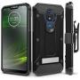 Evocel Motorola Moto G7 Power Case, [Explorer Series Pro] Premium Full Body Case with Glass Screen Protector, Belt Clip Holster, Metal Kickstand for Motorola Moto G7 Power (XT1955), Black