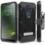 Evocel Motorola Moto G7 Power Case, [Explorer Series Pro] Premium Full Body Case with Glass Screen Protector, Belt Clip Holster, Metal Kickstand for Motorola Moto G7 Power (XT1955), Black