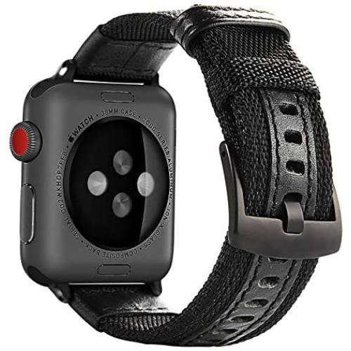 Maxjoy Compatible with Apple Watch Band, 42mm 44mm Nylon Strap Replacement Bands with Metal Clasp Compatible with Apple iWatch SE Series 6 5 4 3 2 1 Sport & Edition, Black
