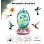 Muse Garden Hummingbird Feeder for Outdoors, Hand Blown Glass, 25 Ounces, Containing Ant Moat, Starry Night