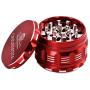 Herb Grinder Large 4 Piece 2.5'' More Advanced for Easier, Reliable Use. Ideal for Preparing Ingredients, Nutrients, Herbs. (Red)