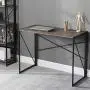 Writing Computer Desk 39'' Modern Simple Study Desk Industrial Style Folding Laptop Table for Home Office Notebook Desk Brown Desktop Black Frame
