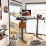 FEZIBO L-Shaped Electric Standing Desk, 48 Inches Height Adjustable Corner Desk, Full Sit Stand Home Office Table with Splice Board, Black Frame/Black Top FEZIBO L-Shaped Electric Standing Desk, 48 Inches Height Adjustable Corner Desk, Full Sit Stand Home Office Table with Splice Board, Black Frame/Black Top