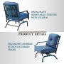 Festival Depot 2 of Outdoor Patio Bistro Armrest Chairs with Cushions Set Premium Fabric Metal Frame Furniture Set Garden Dining Seating Chair Thick & Soft Cushions (Blue)