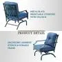 Festival Depot 2 of Outdoor Patio Bistro Armrest Chairs with Cushions Set Premium Fabric Metal Frame Furniture Set Garden Dining Seating Chair Thick & Soft Cushions (Blue) Festival Depot 2 of Outdoor Patio Bistro Armrest Chairs with Cushions Set Premium Fabric Metal Frame Furniture Set Garden Dining Seating Chair Thick & Soft Cushions (Blue)