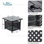 PHI VILLA Outdoor Metal Bistro Side Dining Chair and Umbrella Base Table Outdoor Metal Steel Furniture Set of 3