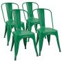 Furmax Metal Chairs Indoor/Outdoor Use Stackable Chic Dining Bistro Cafe Side Chairs Set of 4 (Green)