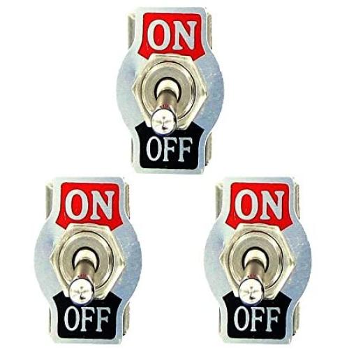 Etopars 3 X Heavy Duty 20A 125V 15A 250V SPST 2 Terminal Pin ON/Off Rocker Toggle Switch Flick Metal