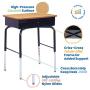 ECR4Kids 24'' x 18'' Adjustable Open Front Student Metal Book Box, DESK, 1-Pack, Black and Oak