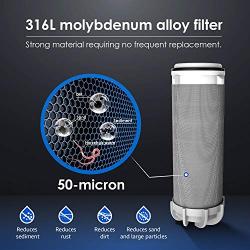 Waterdrop PFK Whole House Sediment Water Filter, Spin Down Sediment Water Filter, 50-Micron, 1'' MNPT + 3/4'' FNPT, BPA Free, Heavy Duty 316L Molybdenum Alloy Build