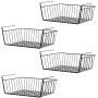 Under Shelf Basket 4 Pack Hanging Under Shelf Storage Organizer Black Metal Wire Grid Under Table Shelf Storage Basket Rack for Pantry Cabinet Desk Bookshelf Office Closet