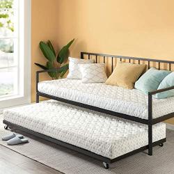 Zinus Eden Twin Daybed and Trundle Set / Premium Steel Slat Support / Daybed and Roll Out Trundle Accommodate Twin Size Mattresses Sold Separately