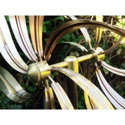 Stanwood Wind Sculpture: Kinetic Copper Wind Sculpture Dual Spinner - Dancing Willow Leaves