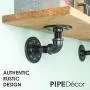 PIPE DÉCOR Electroplated Industrial Pipe Double Flange Brackets Set of 4 Industrial Steel Black Shelf Brackets for Hanging Shelves Wall Mounted Pre-Sealed Ready to Use Real Durable Metal (2 Inch) PIPE DÉCOR Electroplated Industrial Pipe Double Flange Brackets Set of 4 Industrial Steel Black Shelf Brackets for Hanging Shelves Wall Mounted Pre-Sealed Ready to Use Real Durable Metal (2 Inch)
