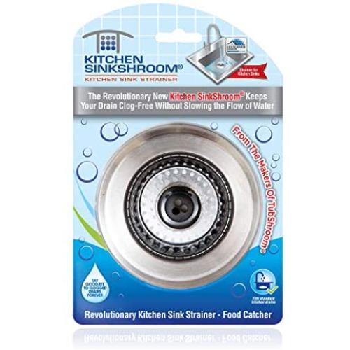 Kitchen SinkShroom Revolutionary Clog-Free Stainless Steel Sink Strainer, Black