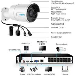 Reolink 4MP 16CH PoE Video Surveillance System, 8pcs Wired Outdoor 1440P PoE IP Cameras, 5MP 16-Channel NVR with 3TB HDD for Home and Business 24/7 Recording, RLK16-410B8