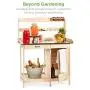 Best Choice Products Outdoor Garden Wooden Potting Bench Work Station w/Metal Table Top, Cabinet, Sliding Drawer, and Large Bottom Shelf, Natural