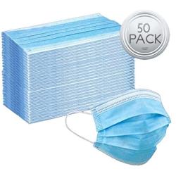 Protective Mouth Cover Face Mask Multi Layer Breathable Disposable for Individual and Family Use for Indoor Outdoor Home Office Travel (50 Pack)