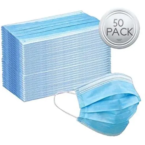 Protective Mouth Cover Face Mask Multi Layer Breathable Disposable for Individual and Family Use for Indoor Outdoor Home Office Travel (50 Pack)