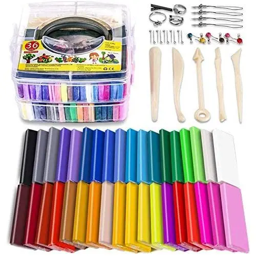 Polymer Clay Starter Kit, 36 Colors Oven Bake Clay, Baking Modeling Clay, DIY Craft Clay, 5 Sculpting Tools, Accessories, and Storage Box. 36 Blocks (1 oz/Piece) Polymer Clay Starter Kit, 36 Colors Oven Bake Clay, Baking Modeling Clay, DIY Craft Clay, 5 Sculpting Tools, Accessories, and Storage Box. 36 Blocks (1 oz/Piece)