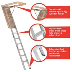 Louisville Ladder AA2210 Elite Aluminum Attic Ladder, 375 Pound Load Capacity, 22-1/2 x 54''