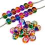 RUBYCA Mix Rainbow Gradient Murano Glass Beads European Charm Bracelet Spacer DIY Silver Color 30pcs