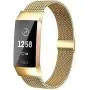 MioHHR Metal Bands Compatible with Fitbit Charge 3 / Charge 4 Bands for Women Men, Breathable Stainless Steel Replacement Wristband Accessories for Charge 3 SE Fitness Activity Tracker, Gold