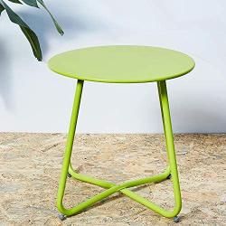 Grand patio Round Metal Side/End Table, Steel Patio Coffee Table for Bistro, Porch, Weather Resistant Outside Table Small (Lime Green)