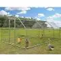 Large Metal Chicken Coop Walk-in Poultry Cage Hen Run House Rabbits Habitat Cage Flat Roofed Cage with Waterproof and Anti-Ultraviolet Cover for Outdoor Backyard Farm Use (9.2 L x 18.4 W x 6.4 H)