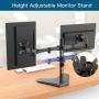 Dual Monitor Stand, Free Standing Height Adjustable Two Arm Monitor Mount for Two 13 to 32 inch Flat Curved LCD Screens with Swivel and Tilt, 17.6lbs per Arm by Huanuo
