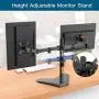 Dual Monitor Stand, Free Standing Height Adjustable Two Arm Monitor Mount for Two 13 to 32 inch Flat Curved LCD Screens with Swivel and Tilt, 17.6lbs per Arm by Huanuo Dual Monitor Stand, Free Standing Height Adjustable Two Arm Monitor Mount for Two 13 to 32 inch Flat Curved LCD Screens with Swivel and Tilt, 17.6lbs per Arm by Huanuo