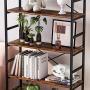 CosyStar 5-Tier Adjustable Tall Bookcase, Rustic Wood and Metal Standing Bookshelf, Industrial Vintage Book Shelf Unit, Open Back Modern Office Bookcases