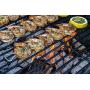 KYNZER BBQ Folding Grill Pan- Heavy Duty Metal - Shrimp, Vegetables, Meat - Smoky Flavor - Bonus Metal BBQ Skewers. Camping Cookware-Kabob-Grill Pan with Folding Handle