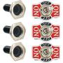 Etopars 3 X Heavy Duty 20A 125V 15A 250V SPDT 3 Terminal Pin ON/OFF/ON Rocker Toggle Switch Flick Metal Waterproof Cap Knob