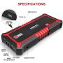 GOOLOO Upgraded 2000A Peak SuperSafe Car Jump Starter with USB Quick Charge 3.0 (Up to 10L Gas or 7L Diesel Engine) 12V Auto Battery Booster Power Pack Type-C Portable Phone Charger