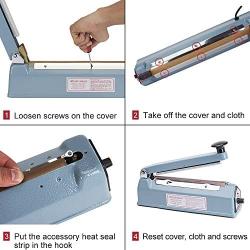 Metronic 8 inch Heat Seal Closer Impulse Sealer Accessories,2PC thermal Fuse+2PC fever Cloth