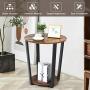 Tangkula Round End Table, 2-Tier Metal Sofa Table with Storage Shelf, Round Side Table with Metal Frame, Industrial Style Accent Furniture for Home Living Room Bedroom (1, Rustic Brown)