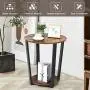 Tangkula Round End Table, 2-Tier Metal Sofa Table with Storage Shelf, Round Side Table with Metal Frame, Industrial Style Accent Furniture for Home Living Room Bedroom (1, Rustic Brown)