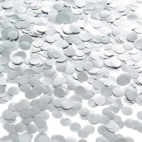 MOWO Silver Metallic Confetti Circle Dots Table Decoration and Wedding Party Decoration 1cm in Diameter (Metallic Silver,60 Grams)
