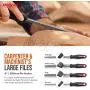 Hi-Spec 17 Piece Carbon-Steel Hand & Needle File Tool Set. 4 Piece Large Flat, Half-Round, Round & Triangle & 12 Piece Fine Micro Needle Files for DIY Craftwork, Metal & Wood Work