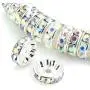 200pcs 6mm A Rhinestone Rondelle Spacer beads Crystal AB Austrian Crystal Sterling Silver Plated Brass Round Metal Beads CF1-602