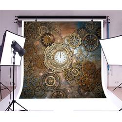 LFEEY 5x5ft Rusty Steampunk Background Vintage Metallic Bronze Clockwork Gears Photo Backdrop Adults Mens Portrait Photography Props Photo Studio Back Drop