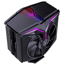 Computer CPU Cooling Fans, Heatsink with 6 CDC heatpipes, CPU Air Cooler Dual Towers 120mm PWM Fan, 150W TDP, 48 Aluminum Fins for Intel and AMD, Sync ARGB Top Cover - Black