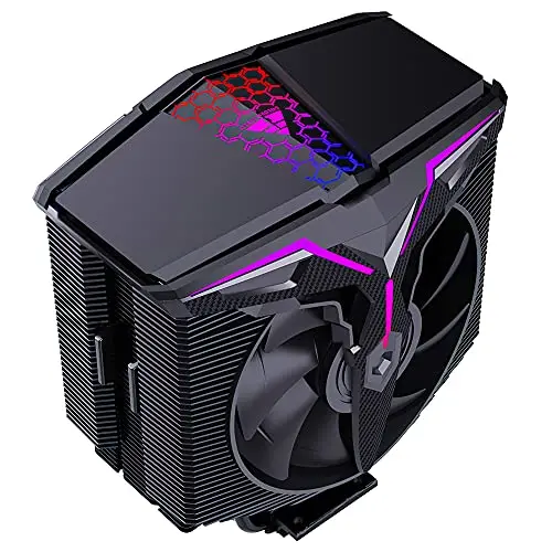 Computer CPU Cooling Fans, Heatsink with 6 CDC heatpipes, CPU Air Cooler Dual Towers 120mm PWM Fan, 150W TDP, 48 Aluminum Fins for Intel and AMD, Sync ARGB Top Cover - Black Computer CPU Cooling Fans, Heatsink with 6 CDC heatpipes, CPU Air Cooler Dual Towers 120mm PWM Fan, 150W TDP, 48 Aluminum Fins for Intel and AMD, Sync ARGB Top Cover - Black