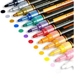 Acrylic Paint Markers Set - Permanent Paint Pens for Plastic, Glass, Rocks, Ceramic, Wood, Cloth, Rubber, DIY Craft. Water Based Acrylic Paint Markers Set of 12 Colors